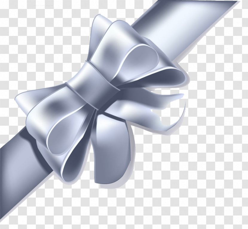 Blue Ribbon Silver Clip Art - Gift - Bow Transparent PNG