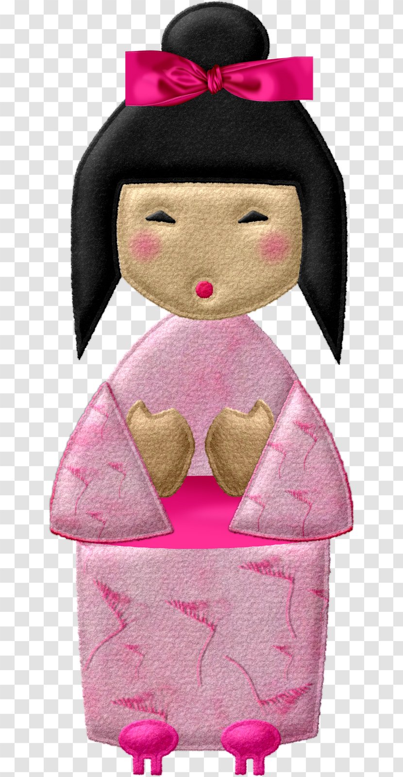 Doll Textile Kokeshi Pink M Transparent PNG