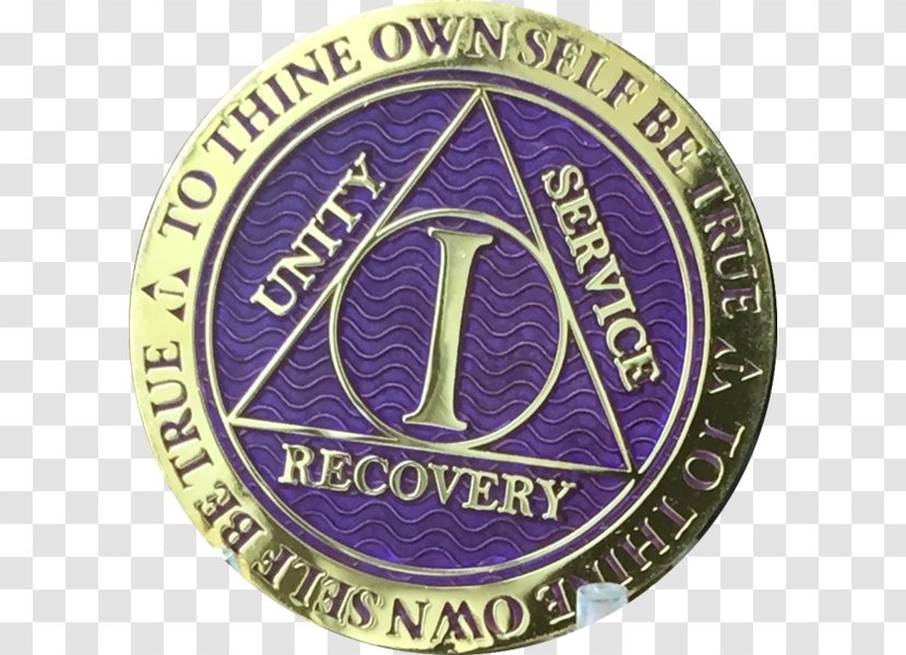 Emblem Sobriety Coin Alcoholics Anonymous Badge Purple - Brand Transparent PNG