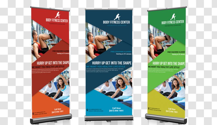 Physical Fitness Centre Web Template Advertising Banner - Rollup Bundle Transparent PNG