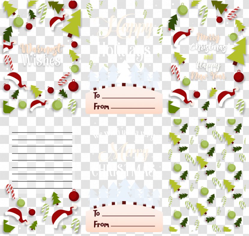 Paper Christmas Ornament Post Cards Greeting & Note - Cute Elements Postcard Transparent PNG