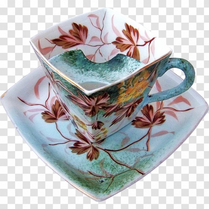 Tableware Saucer Coffee Cup Ceramic Porcelain - Drinkware - Leaves Hand-painted Transparent PNG