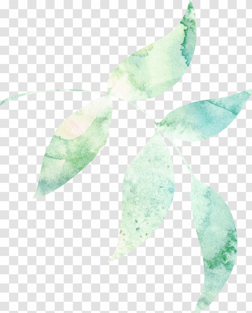 Turquoise Teal Leaf - WATERCOLOR LEAF Transparent PNG