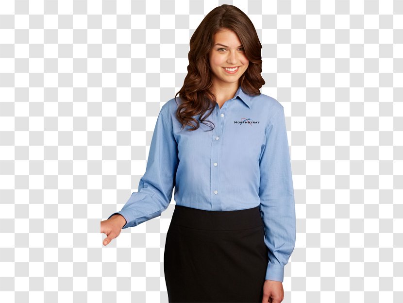 Dress Shirt T-shirt Blouse Sleeve - Blue - Button Clothing Transparent PNG