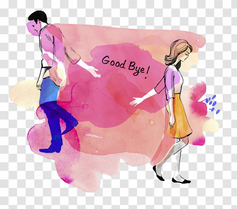 Breakup Watercolor Painting Illustration - Silhouette - Parting Goodbye Transparent PNG