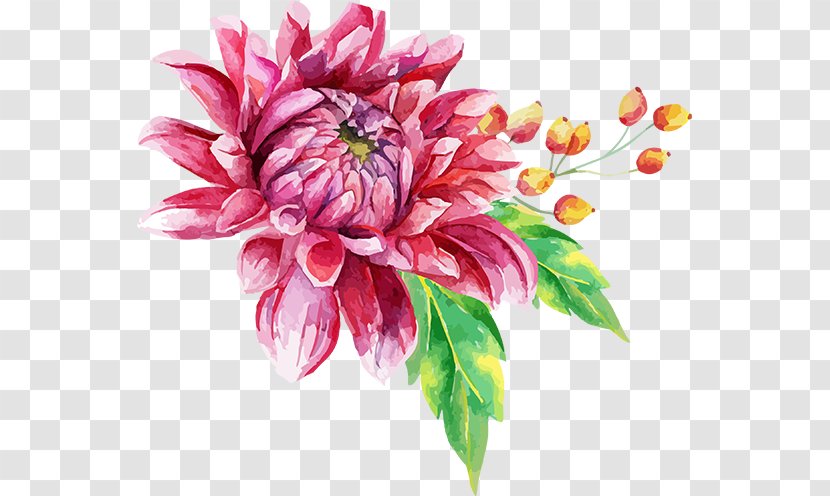 Dahlia Cut Flowers Floral Design - Drawing - Watercolor Sunflower Transparent PNG