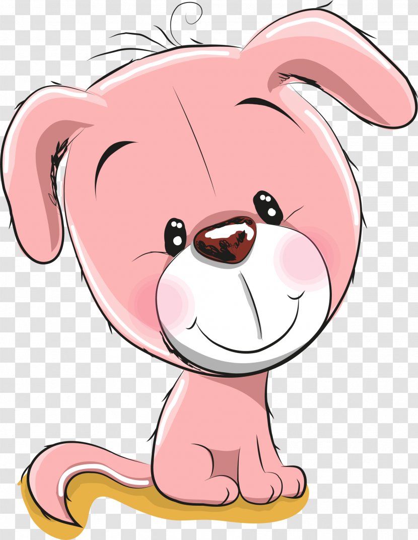 Dog Whiskers Illustration - Cartoon - Pink Cute Puppy Transparent PNG