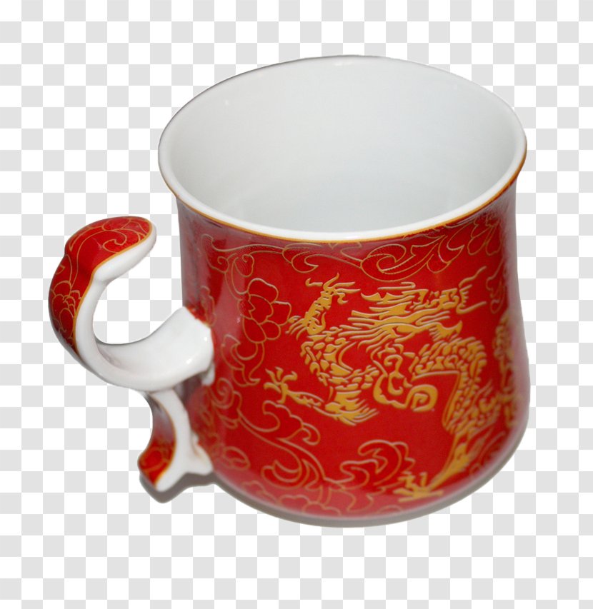 Chinese Dragon Zodiac Mug Porcelain - Serveware - Red Cup Transparent PNG