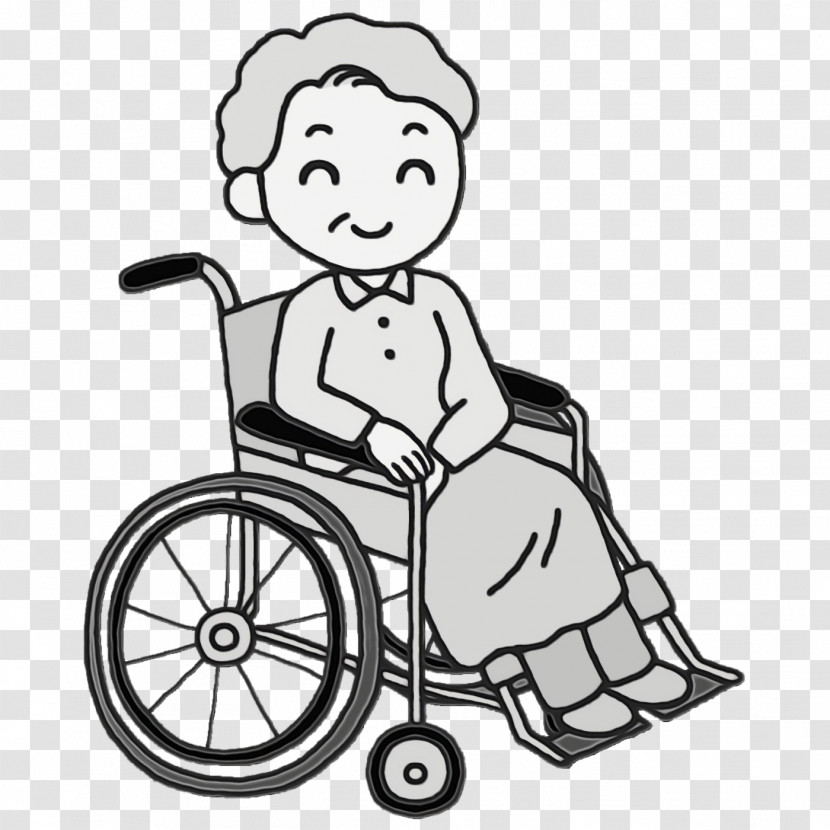 Wheelchair Line Art Cartoon Male Bicycle Transparent PNG