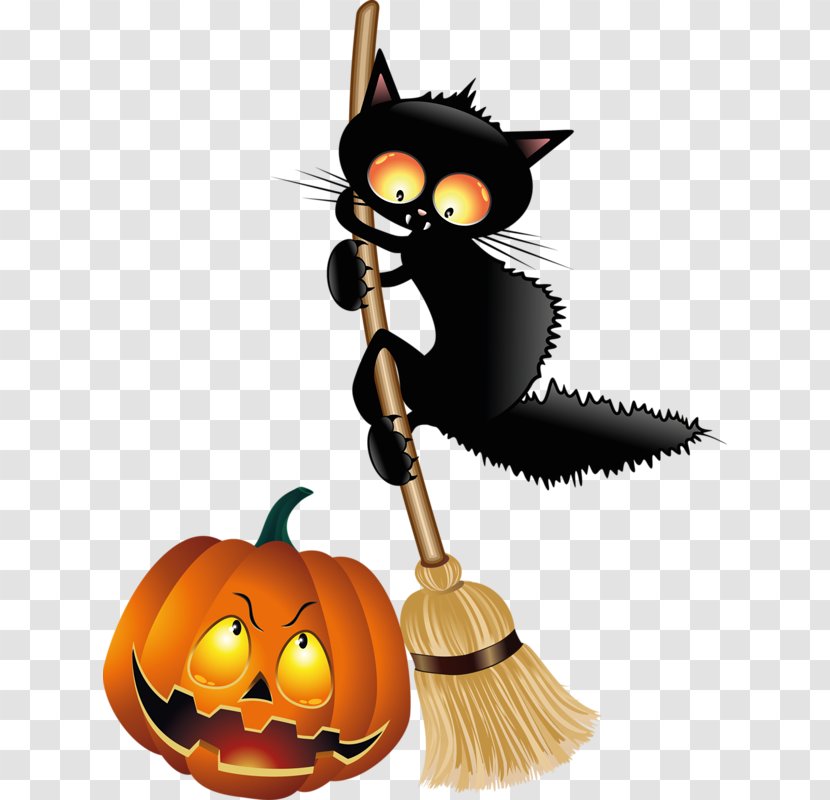 Halloween Black Cat Jack-o'-lantern Clip Art - Calabaza Transparent PNG