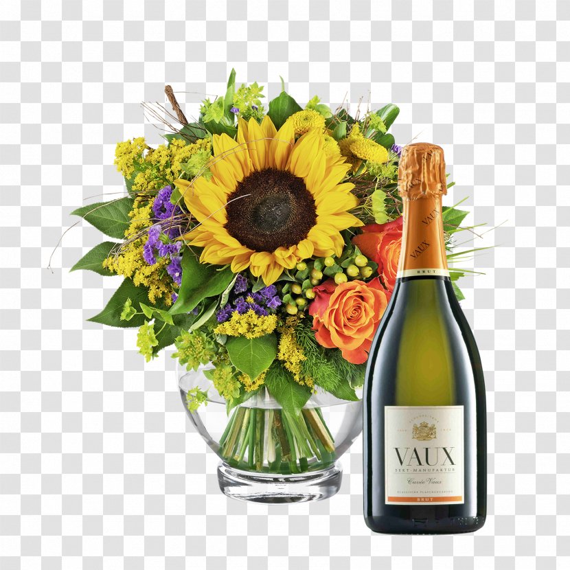 Flower Bouquet Birthday Champagne Blumenversand - White Wine Transparent PNG