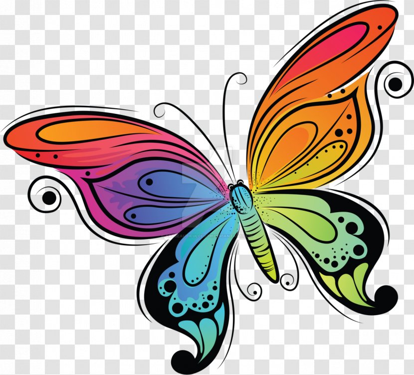 Butterfly Drawing Clip Art - Geometric Colorful Shading Transparent PNG