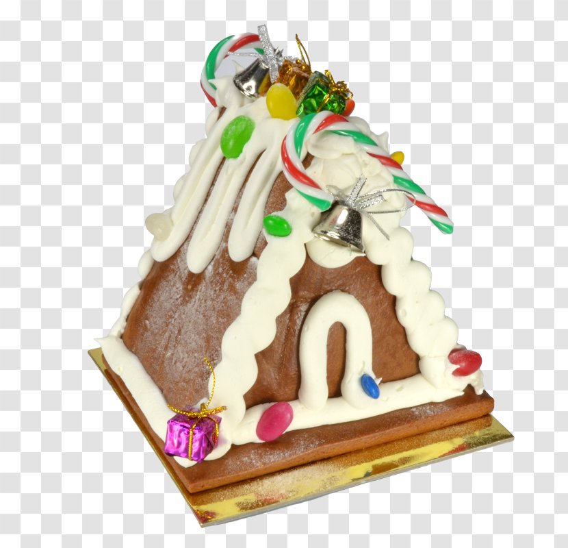 Gingerbread House Lebkuchen Yule Log Christmas Cake - Chocolate Transparent PNG