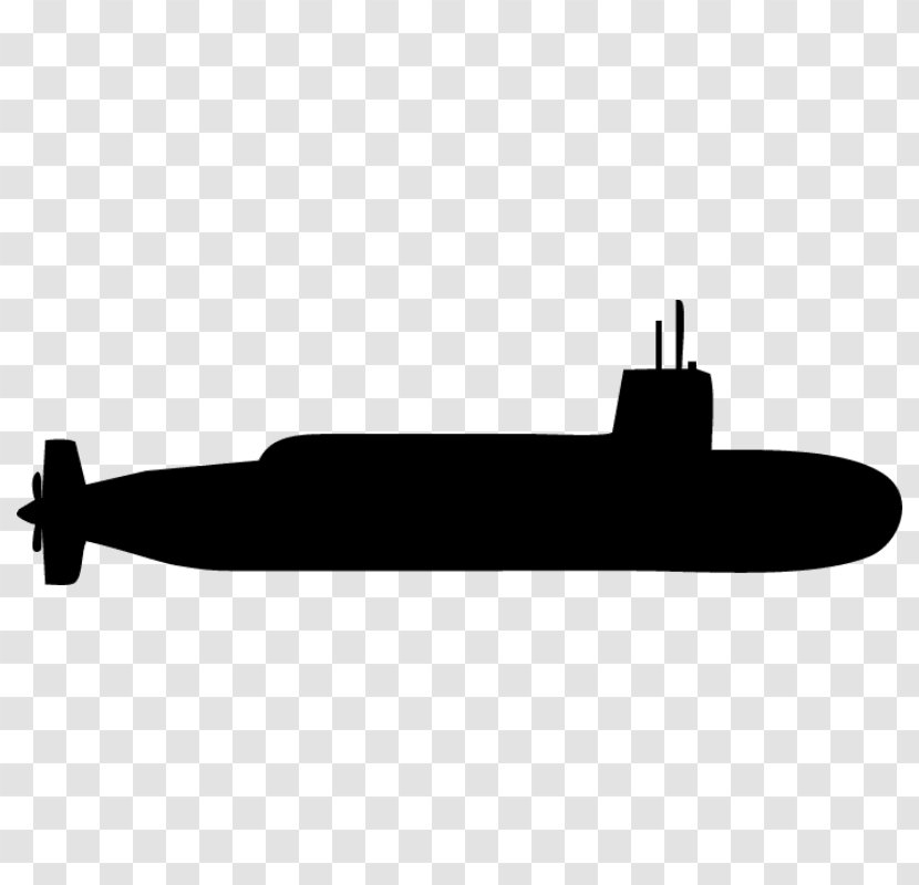 Submarine Silhouette Black White - And Transparent PNG