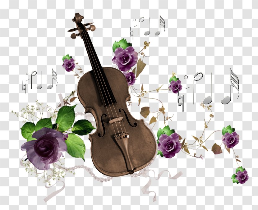 Musical Instrument Violin Note Guitar - Flower - Cartoon Painted Purple Roses Transparent PNG