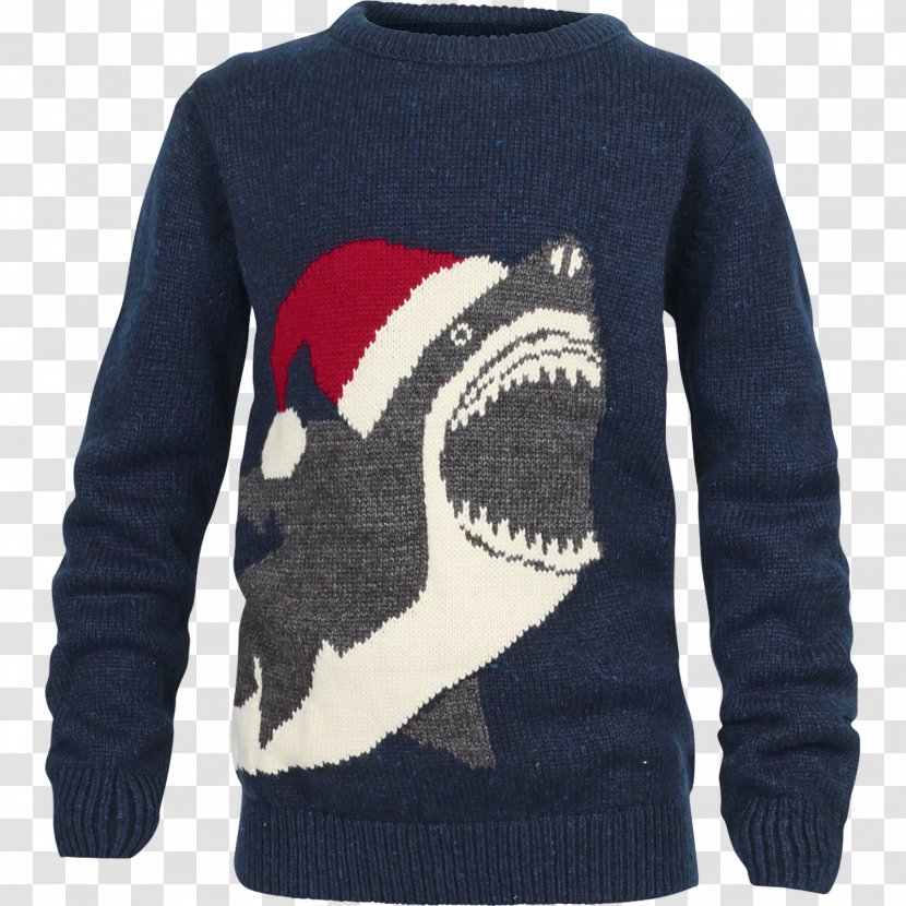 Shark Christmas Jumper Hoodie Sweater - Sleeve - Free Pictures Daquan Pull Transparent PNG
