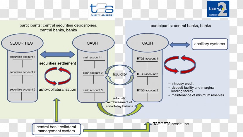 T2S TARGET2 Settlement Eurosystem European Central Bank - Diagram - Negotiable Securities Transparent PNG