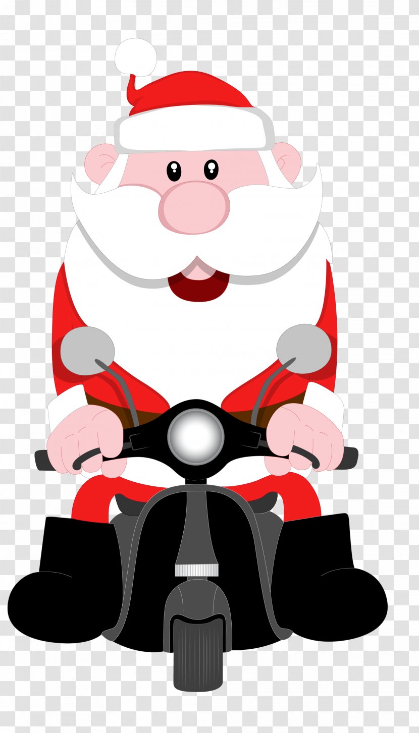Santa Claus Cartoon Motorcycle Illustration - Christmas - Riding A Transparent PNG