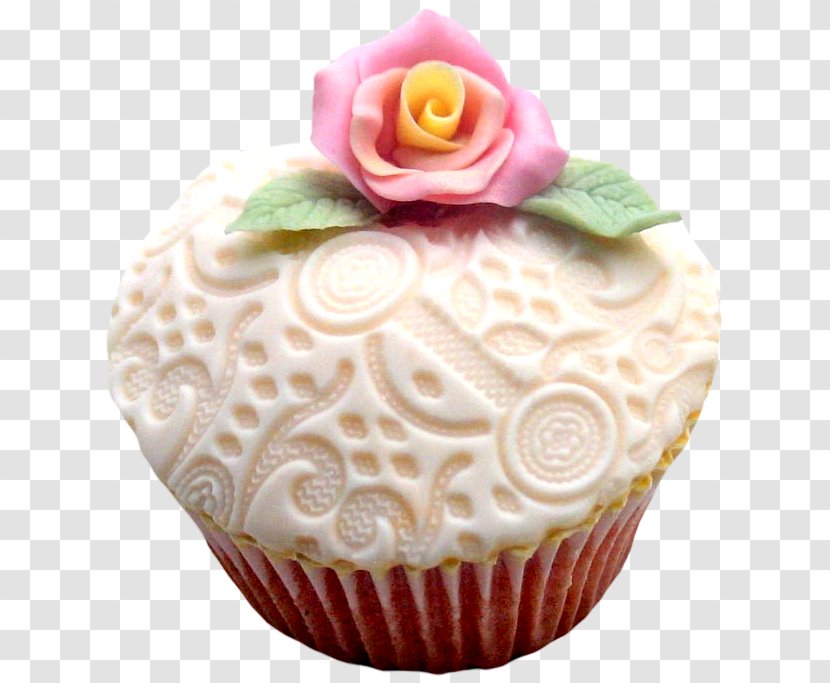 Cupcake Sugar Cake Muffin Torte Petit Four - Dessert - Pink Flowers Transparent PNG