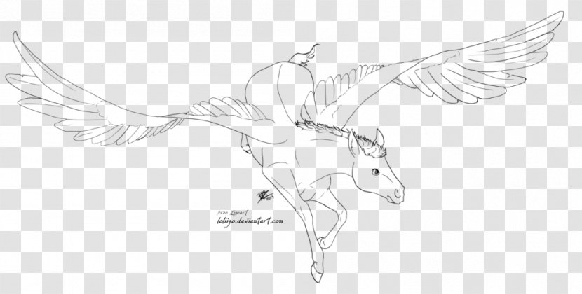 Line Art Drawing Cartoon Winged Unicorn Sketch - Tree - Heart Transparent PNG