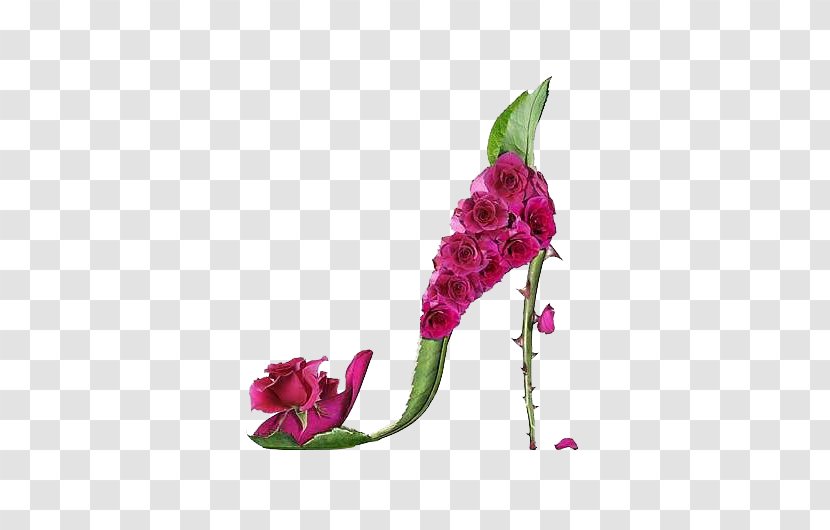 Shoe Fleur: A Footwear Fantasy Flower High-heeled Floral Design - Watercolor - Rose High Heels Transparent PNG