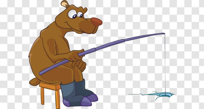 Bear Fishing Rod Cartoon Transparent PNG