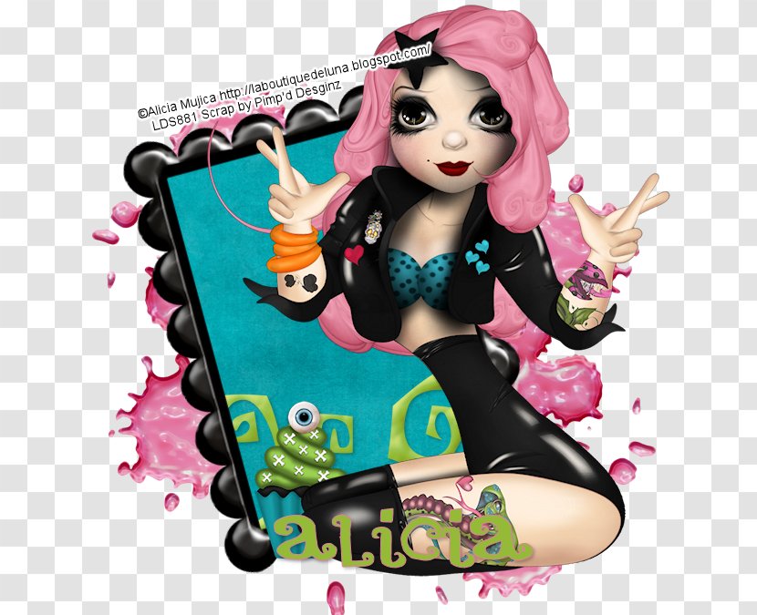 Black Hair Pink M Character - Doll Transparent PNG