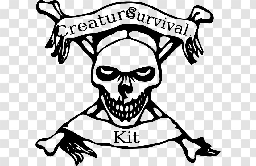 Skull Logo Clip Art - Monochrome - Survival Cliparts Transparent PNG