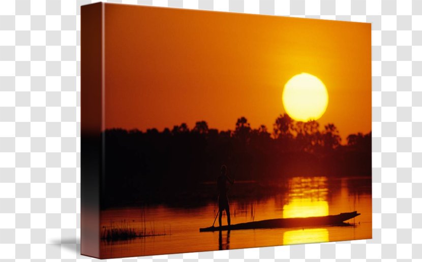 Okavango Delta Lake Makgadikgadi River Pan Basin - Canoe - African Sunset Transparent PNG