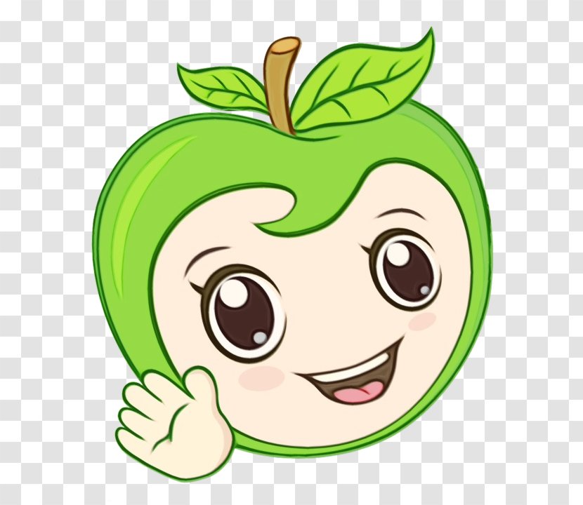 Green Face Cartoon Apple Facial Expression - Paint - Nose Smile Transparent PNG