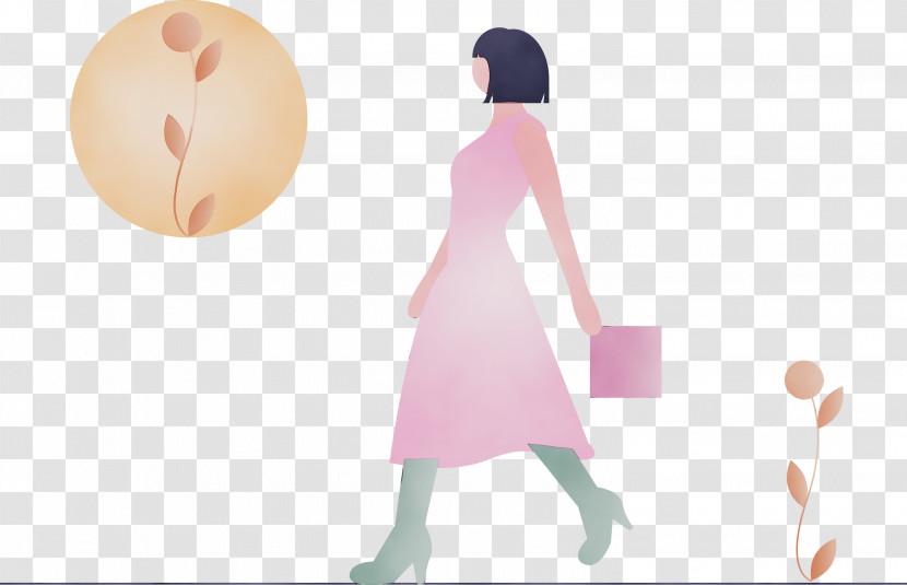 Pink Cartoon Animation Gesture Dress Transparent PNG