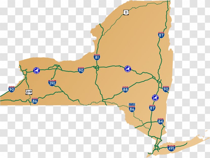 New York City State Thruway Upstate Highway Road Map - Route Transparent PNG