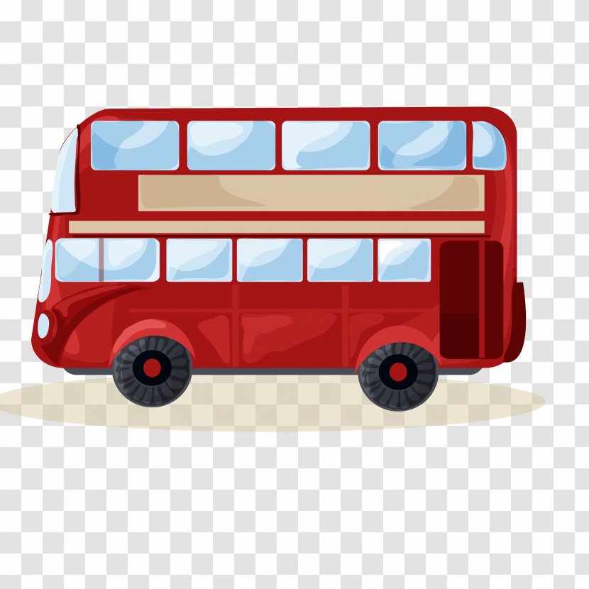 United Kingdom Double-decker Bus - Red - Painted Vector Transparent PNG