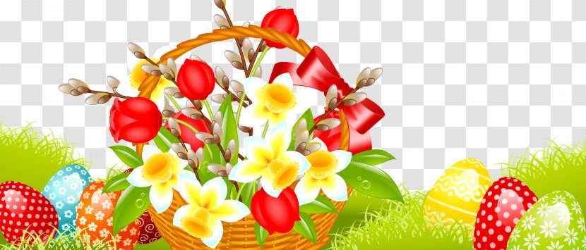 Easter Bunny Flower Egg Clip Art - Greeting Card - Design Transparent PNG