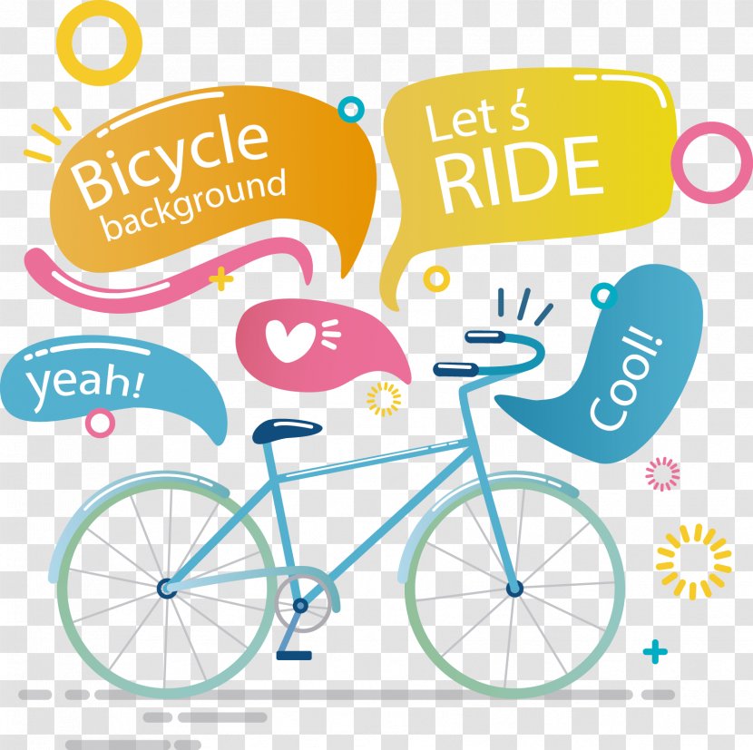 Bicycle Wheel Drawing - Text - Vector Hand-drawn Cartoon And Color Dialog Tag Transparent PNG