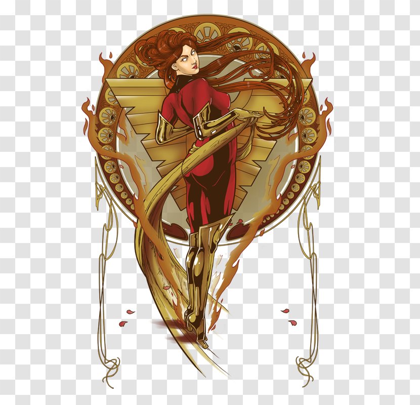 Jean Grey Art Nouveau Superhero Phoenix Force Comics - Dark - X-men Transparent PNG