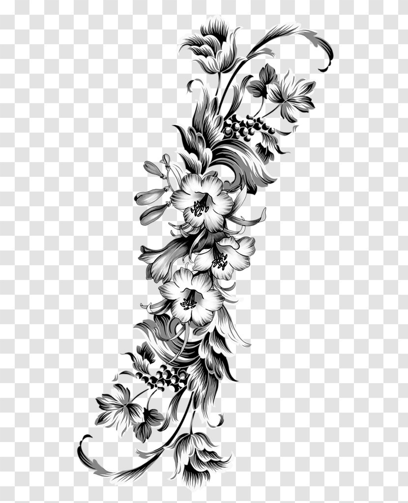Tattoo Artist Drawing Centerblog - Monochrome - Botanical Flower
