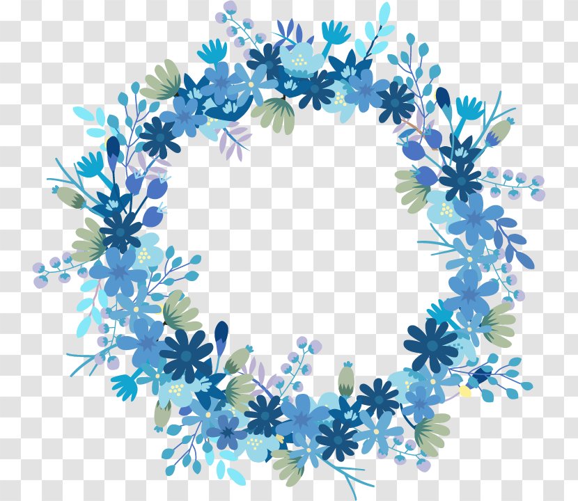 Paper Wreath Flower Blue Gift - Crown - Floral Transparent PNG