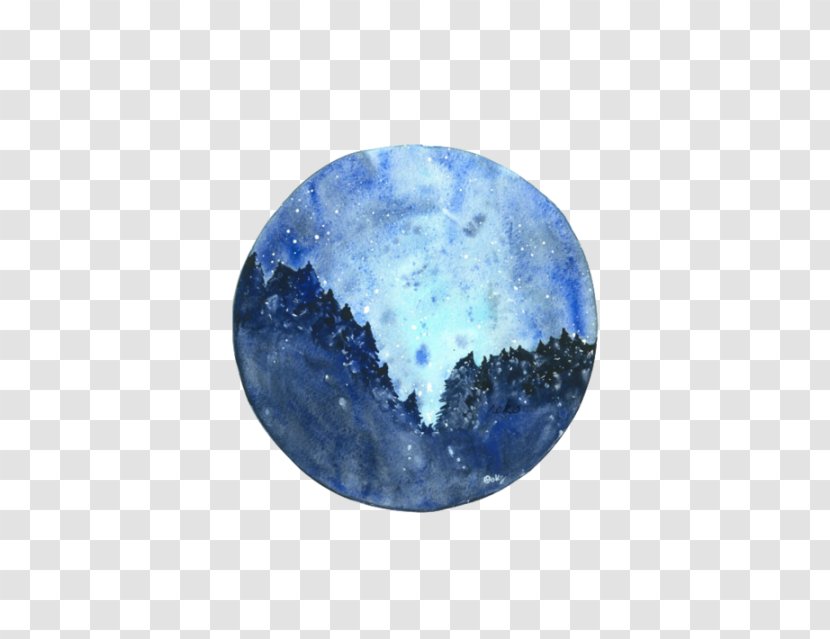 The Starry Night Watercolor Painting Landscape Art Transparent PNG