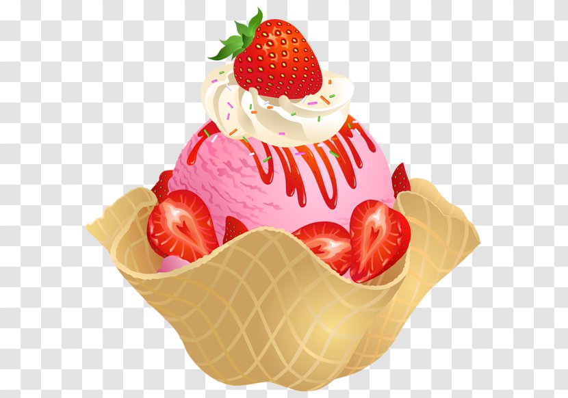 Strawberry Ice Cream Cone Waffle - Dairy Product - Delicious Cakes Transparent PNG