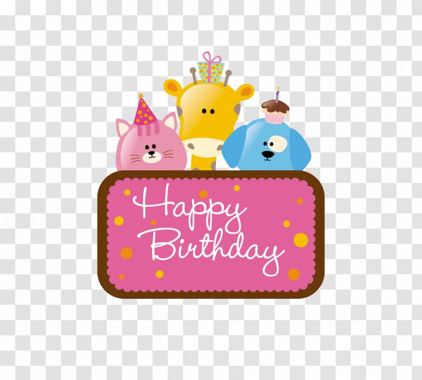 Birthday Cake Wedding Invitation Greeting Card Clip Art - Pink - Happy Tag Transparent PNG