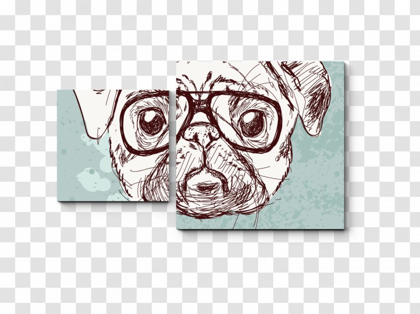 Pug Drawing Hipster - Dog Like Mammal Transparent PNG