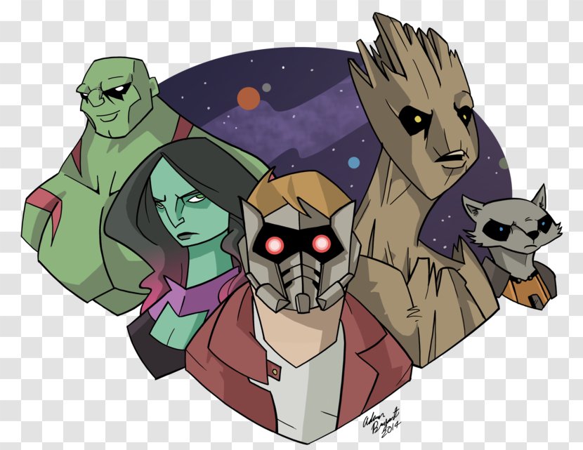 Star-Lord Gamora Rocket Raccoon Drax The Destroyer Nebula - Watercolor - Guardians Of Galaxy Transparent PNG