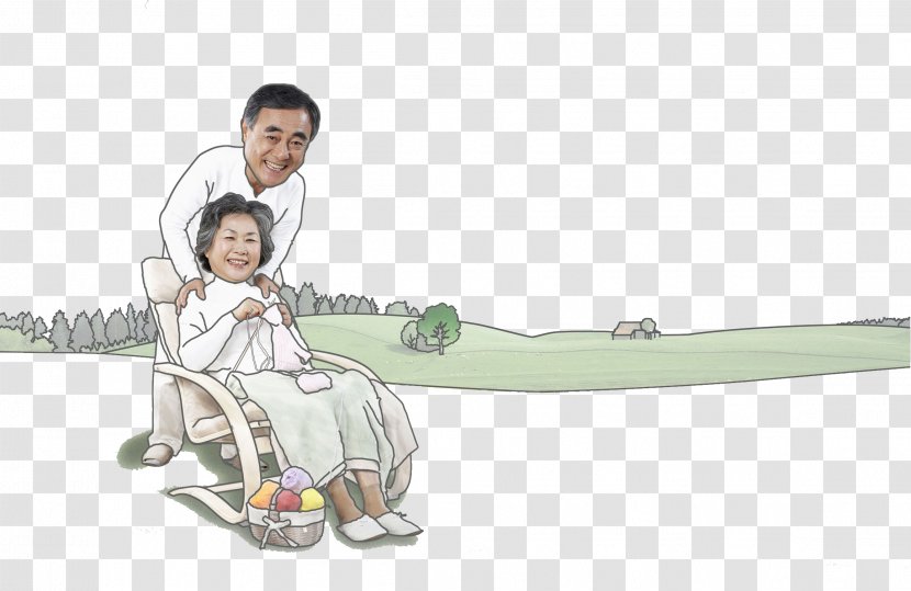 Wheelchair Disability Sitting Old Age - Pushing His Down Wife Transparent PNG