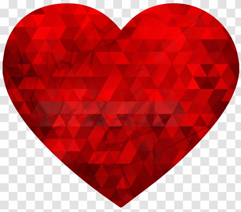 Red Heart Pattern - Polygonal Transparent PNG