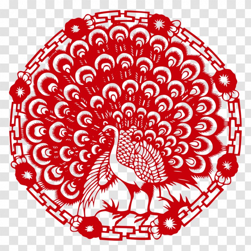 Papercutting Chinese Paper Cutting Pattern - Ornament - Peacock Transparent PNG