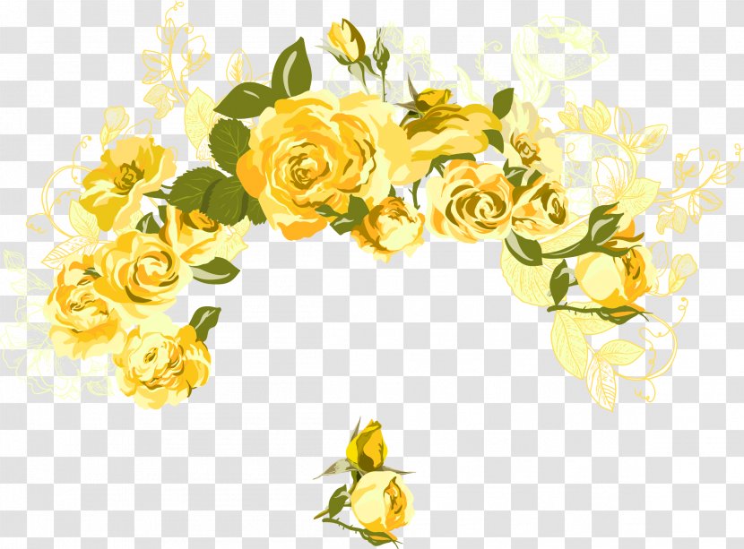 Garden Roses Frederica In Fashion Yellow Color - Flowering Plant - Cluster Clipart Transparent PNG