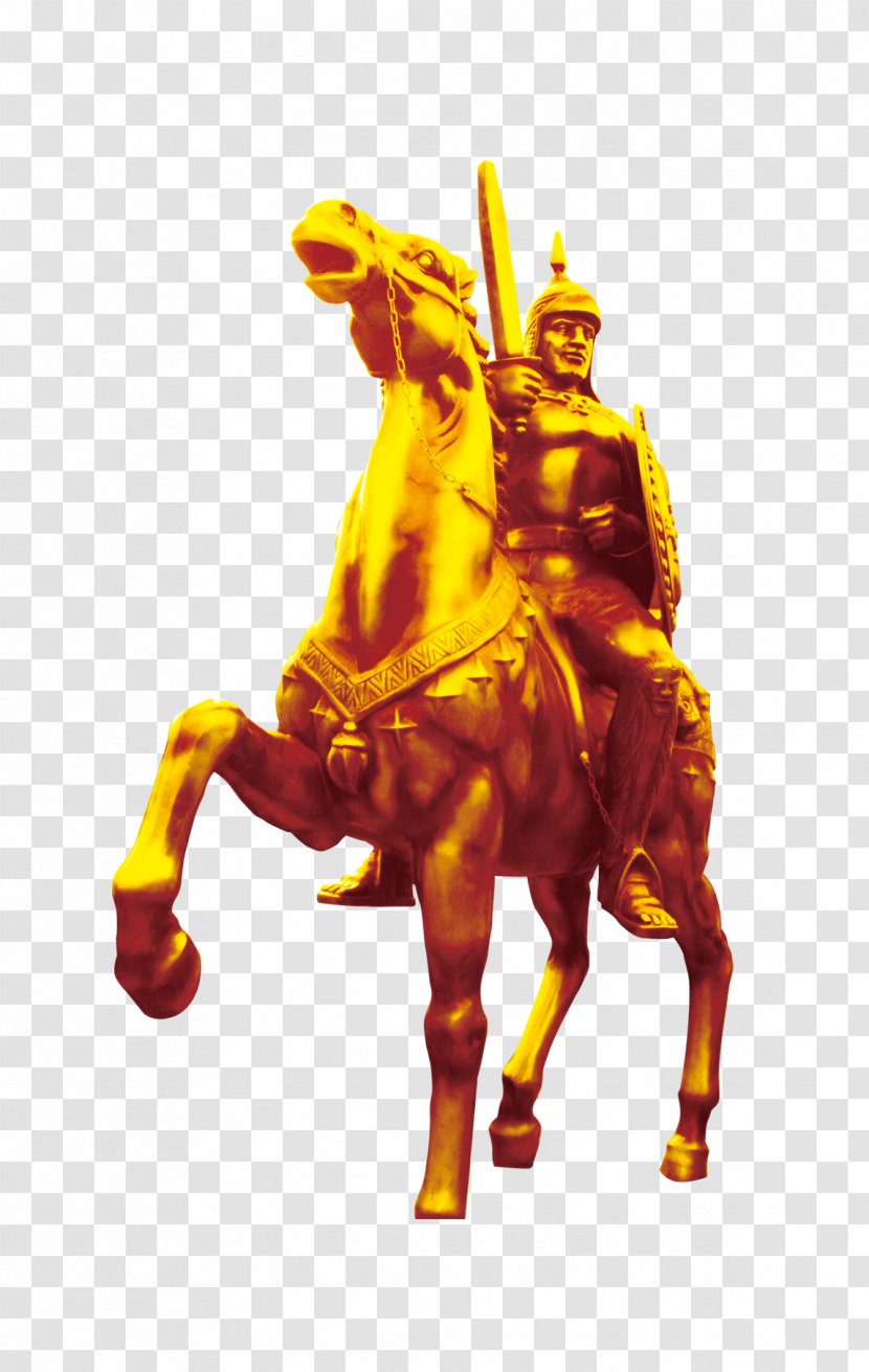 Sculpture Statue - Horse Like Mammal - Golden Knight Transparent PNG