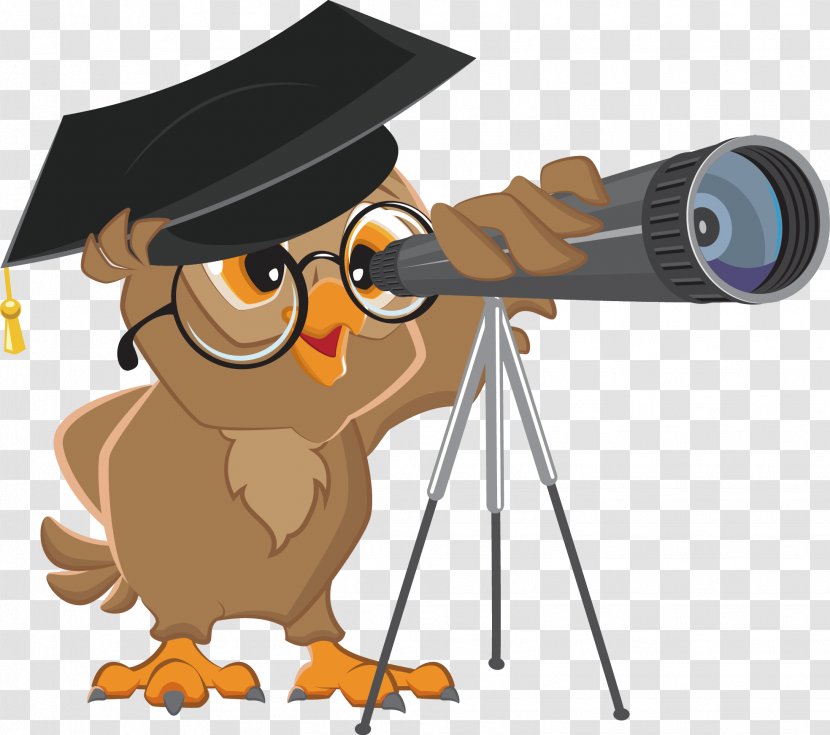 Owl Cartoon Royalty-free Illustration - Photography - Telescope Decoration Design Transparent PNG