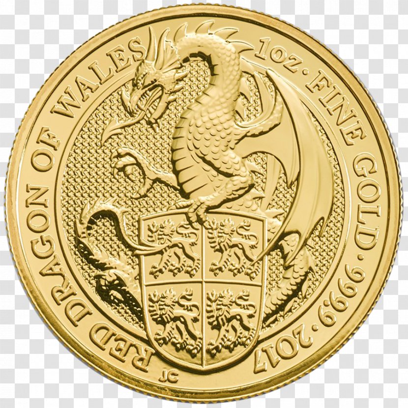 Royal Mint The Queen's Beasts Welsh Dragon Bullion Coin - Gold Coins Transparent PNG